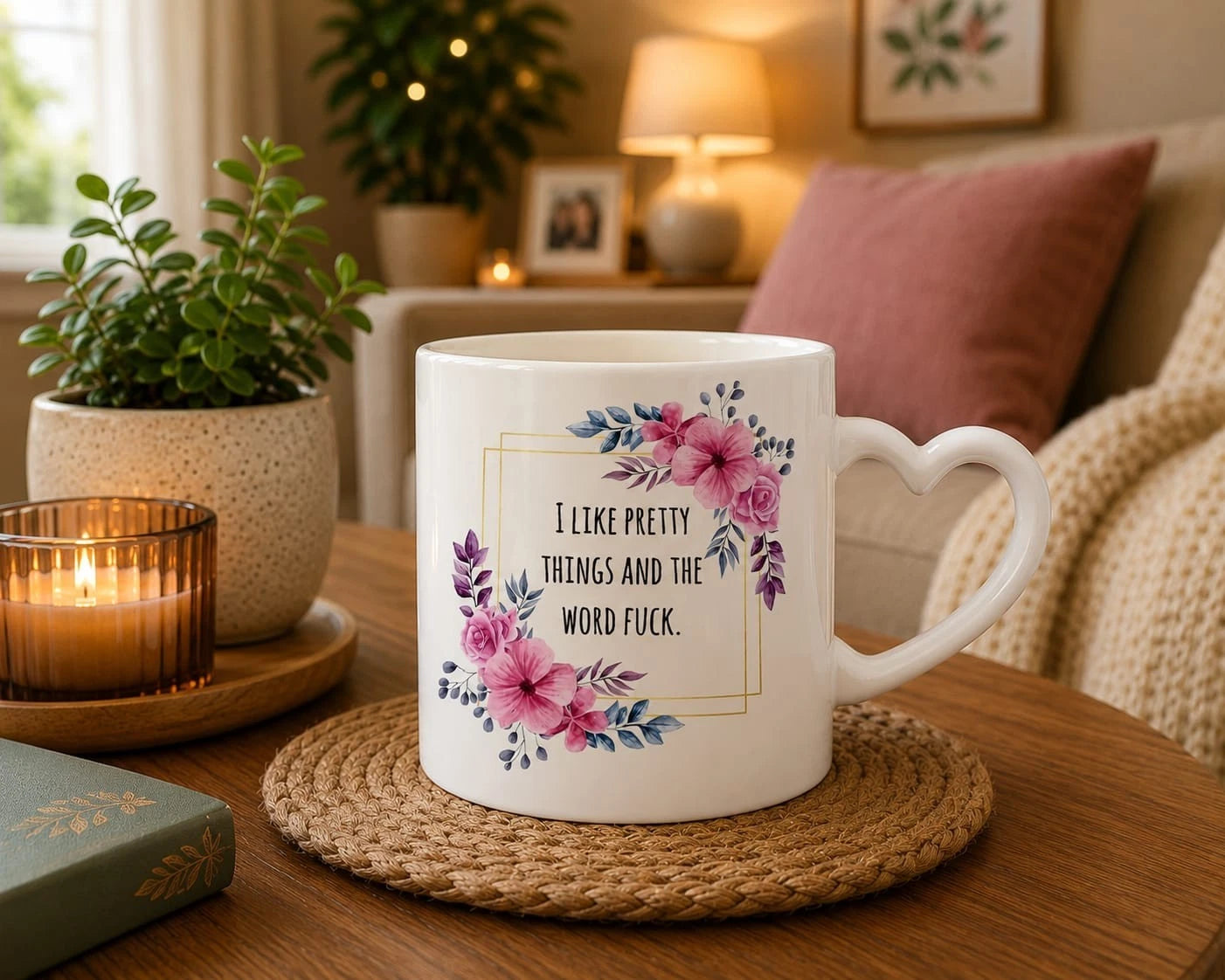 I Like Things Pretty Heart shaped Handled Coffee Mug Tea Mug Cup 11oz