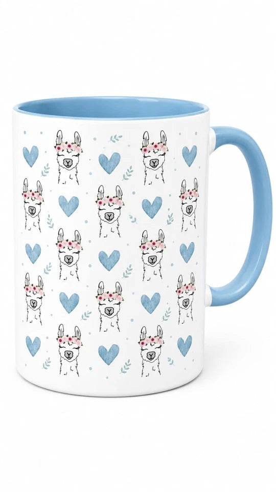 Love Hearts & Llama's Coffee Mug Tea Mug Cup 11oz