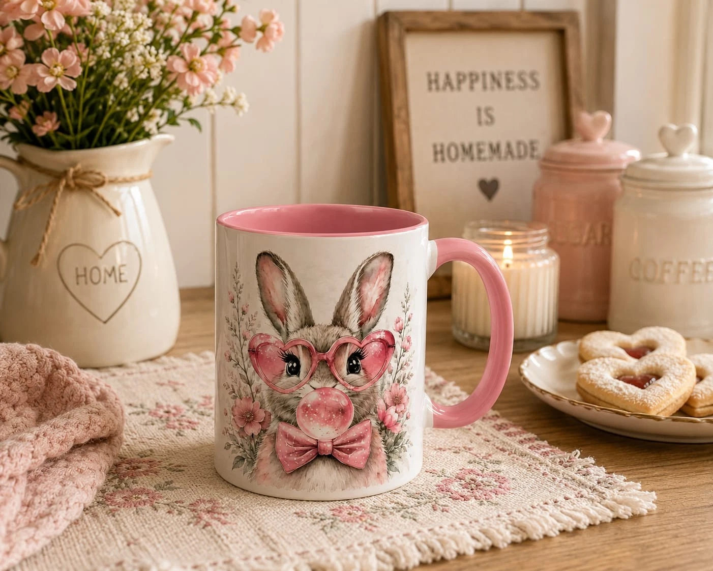 Pink Rabbit Coffee Mug Tea Mug Cup 11oz