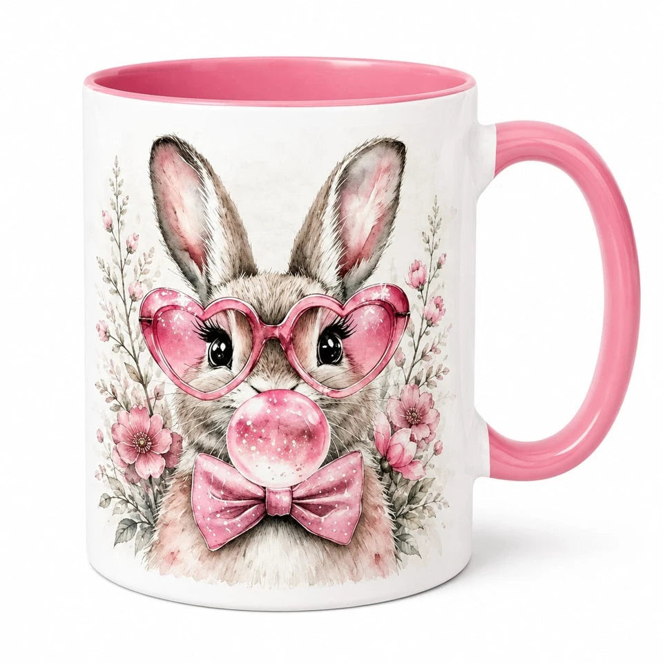 Pink Rabbit Coffee Mug Tea Mug Cup 11oz