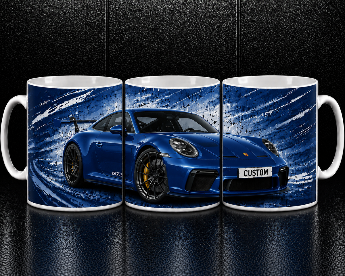 Custom Personalised Porsche 911 GT3 Coffee Mug - Choose Colour - Add Plate
