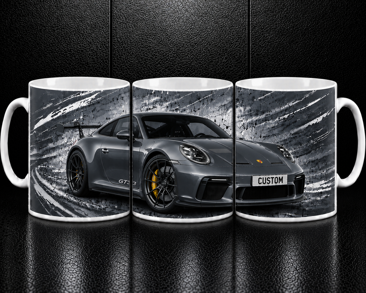 Custom Personalised Porsche 911 GT3 Coffee Mug - Choose Colour - Add Plate