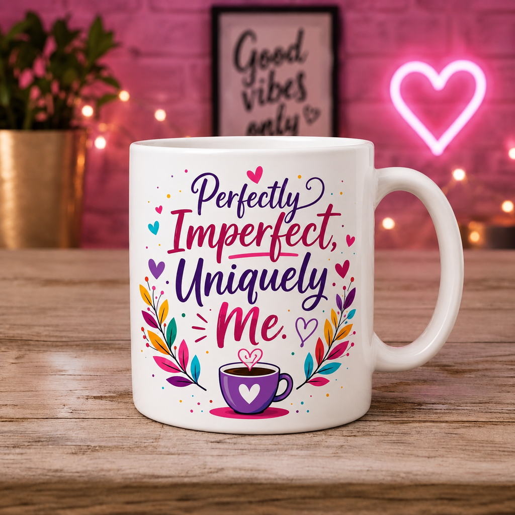 Perfectly Imperfect Mug – Self-Love Gift for Her – 11oz Ceramic Coffee Mug UK