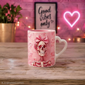 Pink Skeleton With Bow Coffee Mug Tea Mug With Heart Handle Novelty Cup 11oz