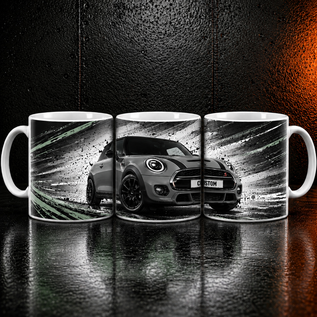 Personalised Number Plate Mini Cooper Coffee Mug Unique Gift Various Paintworks