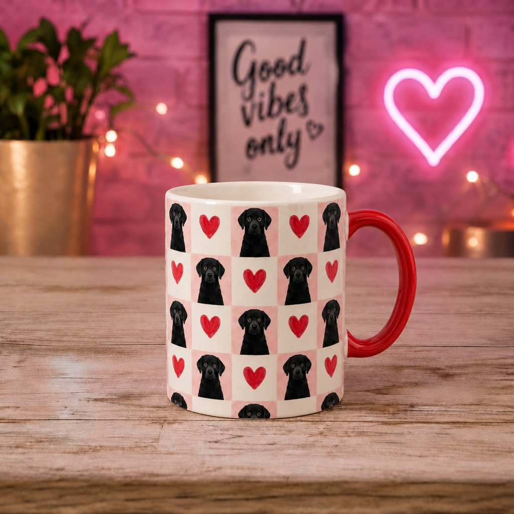 Pink And White Love Heart Dogs Coffee Mug Tea Mug Novelty 11oz Cup