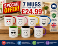 7 Smiley Face Emoji Mon To Sun Coffee Mugs Tea Mugs Cups Set Drinkware Set