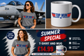 Top Mum T-Shirt and Mug Set Top Gun 80's Themed Gift Set
