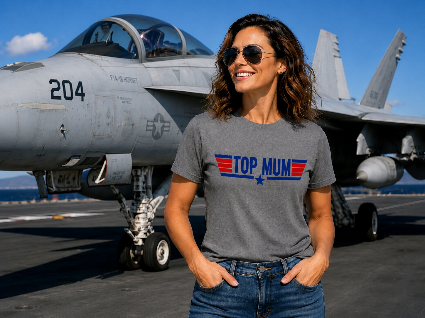 Top Mum T-Shirt and Mug Set Top Gun 80's Themed Gift Set