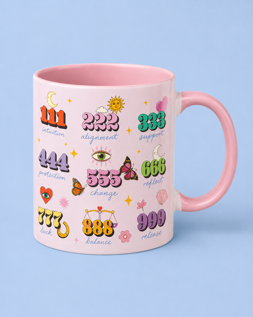 Angel And Devine Numbers Pink Designed Coffee Mug Tea Mug Novelty 11oz Cup