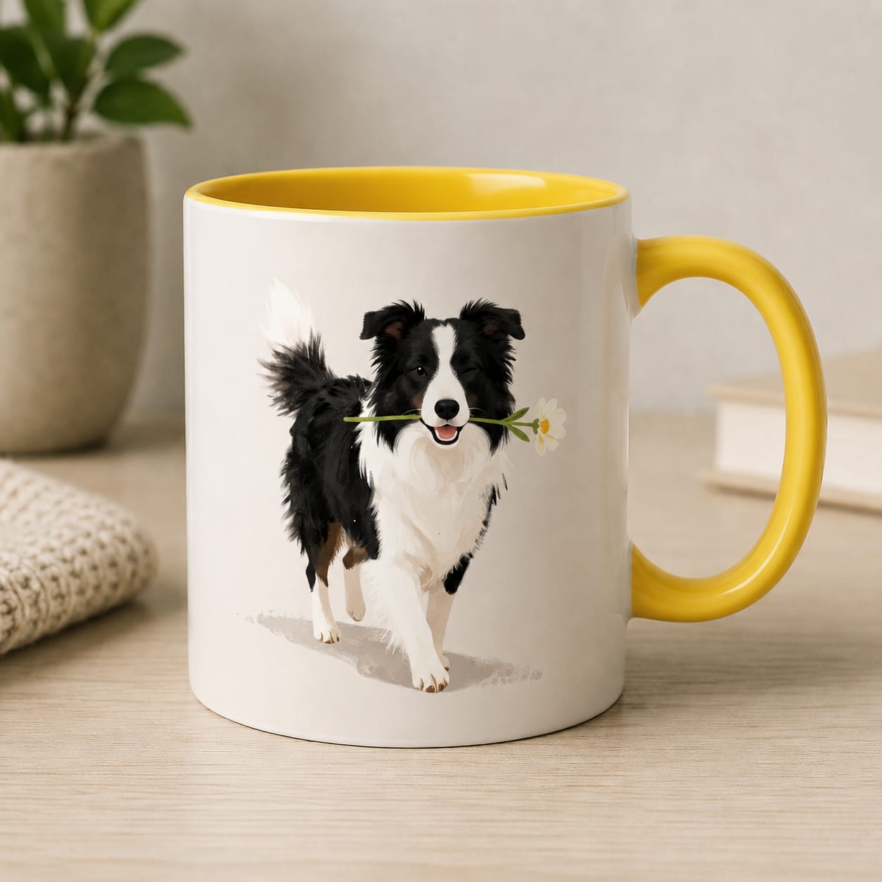 Border Collie Yellow Coffee Mug Tea Mug Novelty 11oz Cup
