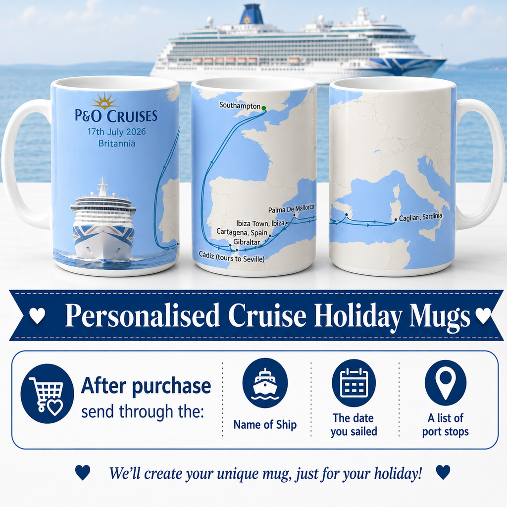 Personalised Cruise Ship Holiday Coffee Mug Tea Mug Novelty Cup All Ports On Mug