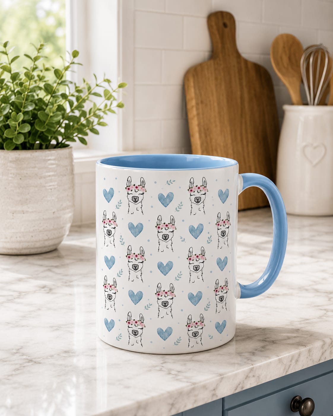 Love Hearts And LLama Coffee Mug Tea Mug Novelty 11oz Cup
